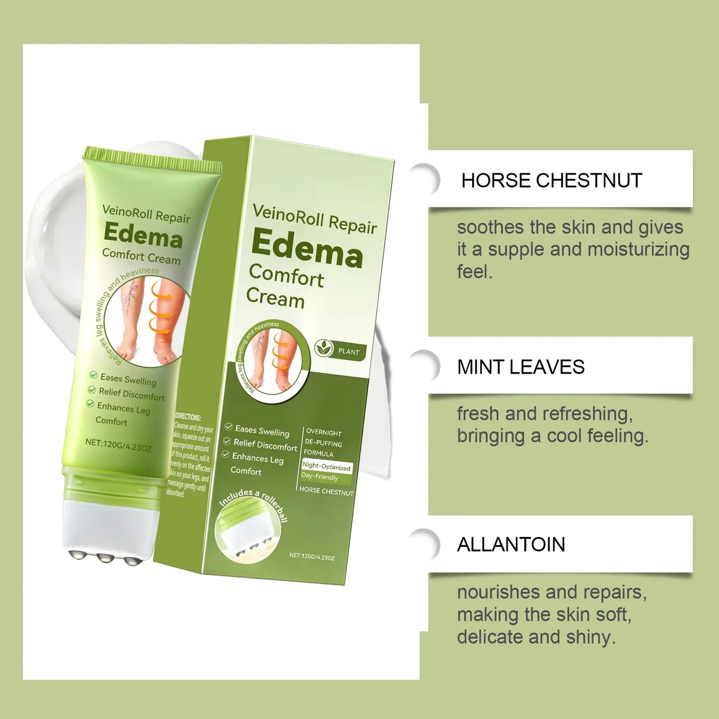 Daily Leg Care Roller Massage Cream – Moisturizing & Comforting
