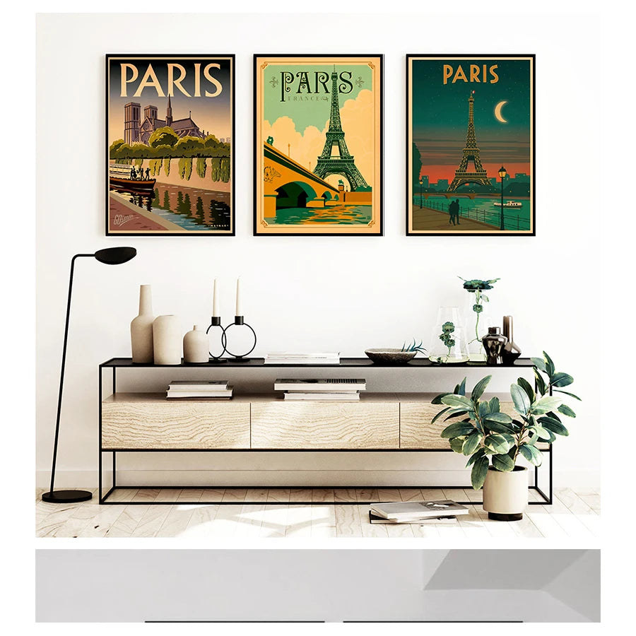 Paris France Vintage Canvas Wall Art Poster | Unframed Print Canvas Wall Poster Peaceful Pleasures Health and Wellness