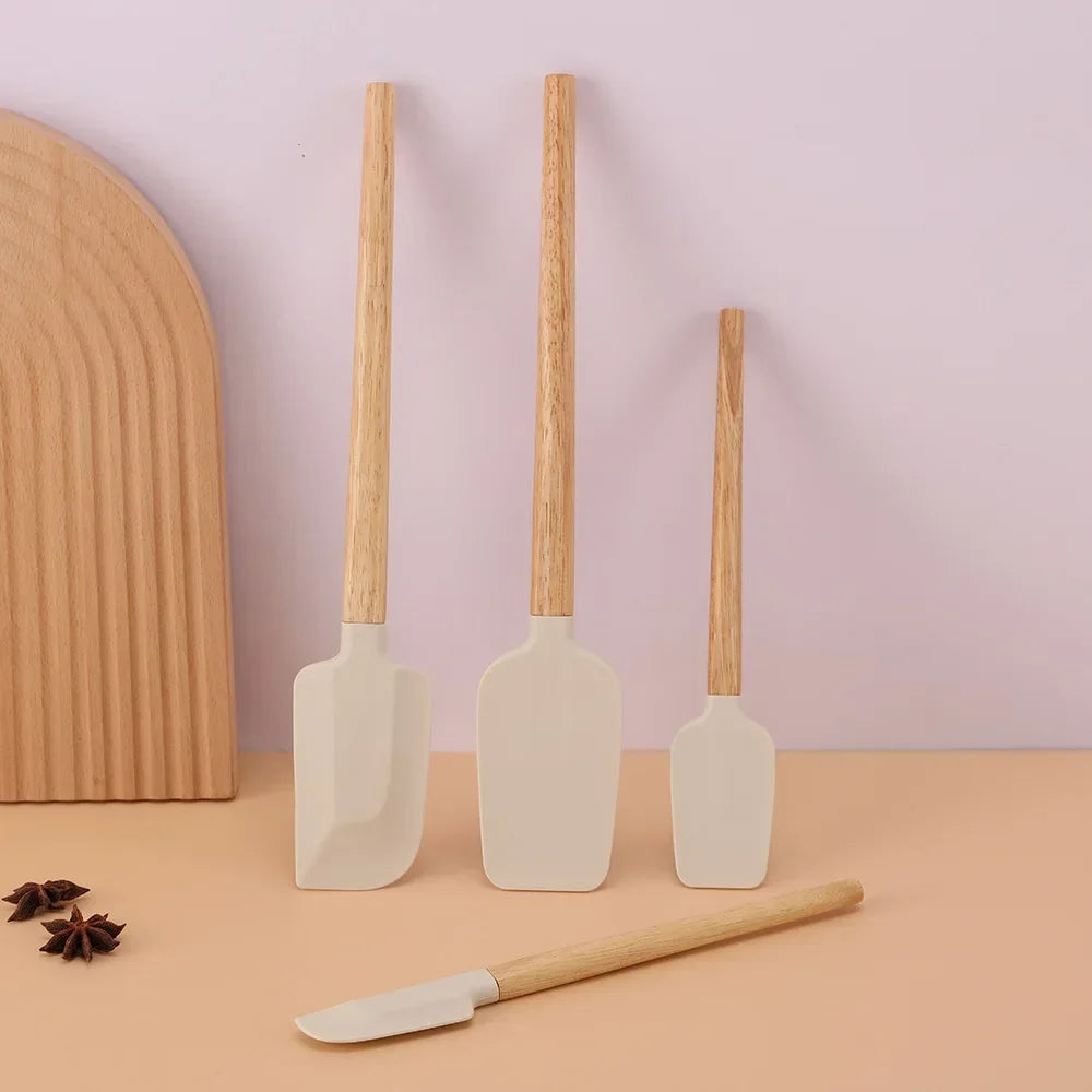 Kitchen Butter Scraper Baking Tools Mixer Spatula for Pastry and Pastry Accessories White Chocolate Wooden Handle Cake Utensils Peaceful Pleasures Health and Wellness