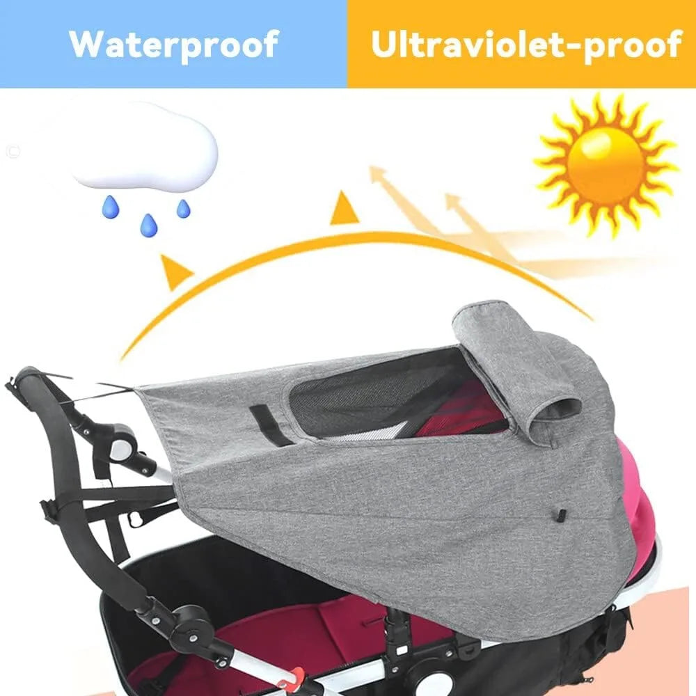 Baby Stroller Sun Shade UPF 50+ Canopy Cover & Mesh Window