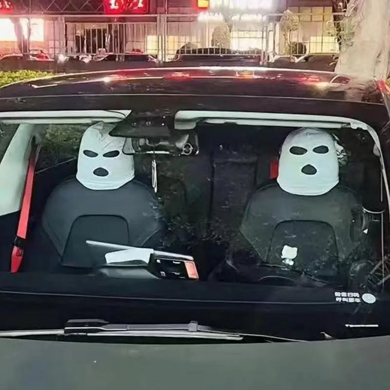 3-hole Car Seat Headrest Full Face Cover Ski Mask Hat Anti Ash Protection For Car Interior Seats Funny Cover Decoration Peaceful Pleasures Health and Wellness