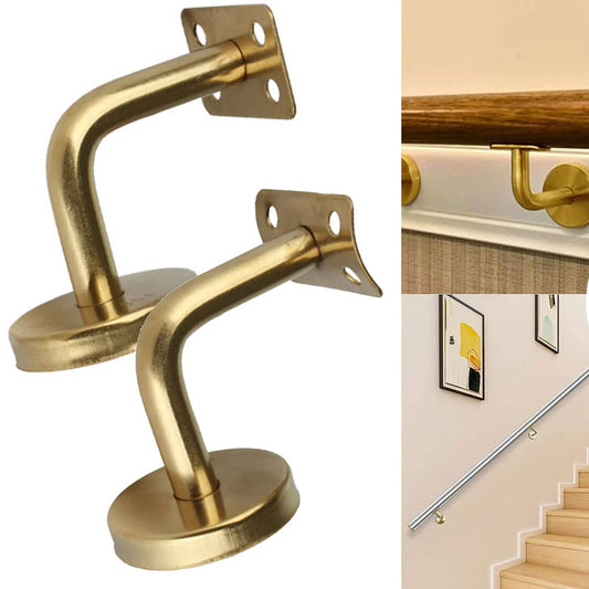 Gold Stair Handrail Bracket | Wall-Mounted Balustrade Support Handrail Bracket Oasis Select