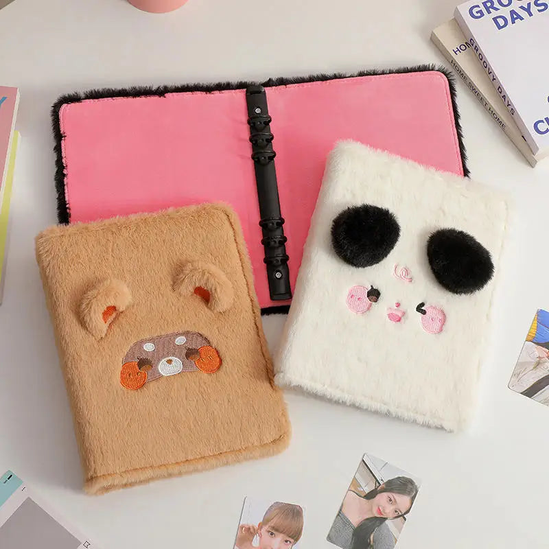 Cute Plush A5 Binder Collect Book Cover Stars Photo Cards Collect Book Storage Album Hardcover Notebook Stationery Supplies Peaceful Pleasures Health and Wellness