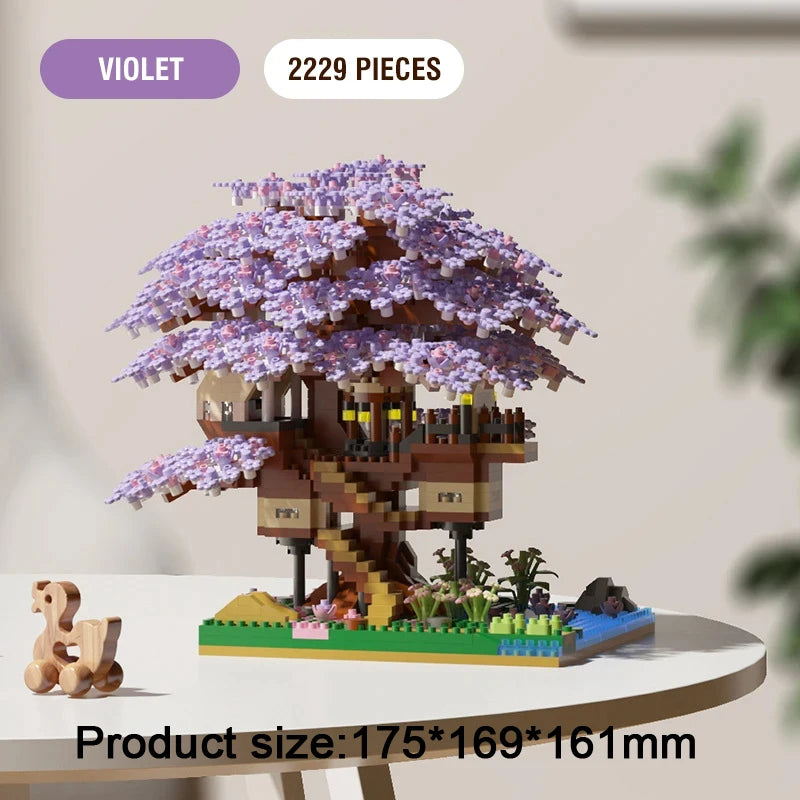 DIY Sakura Tree Building Blocks Cherry Blossom Bricks Light Treehouse