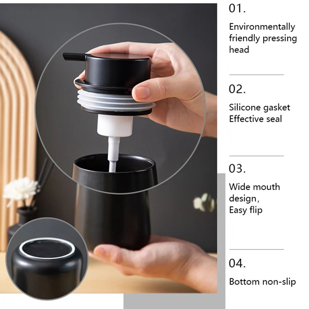 Ceramic Soap Dispenser 400ml – Refillable Leak-Proof Pump