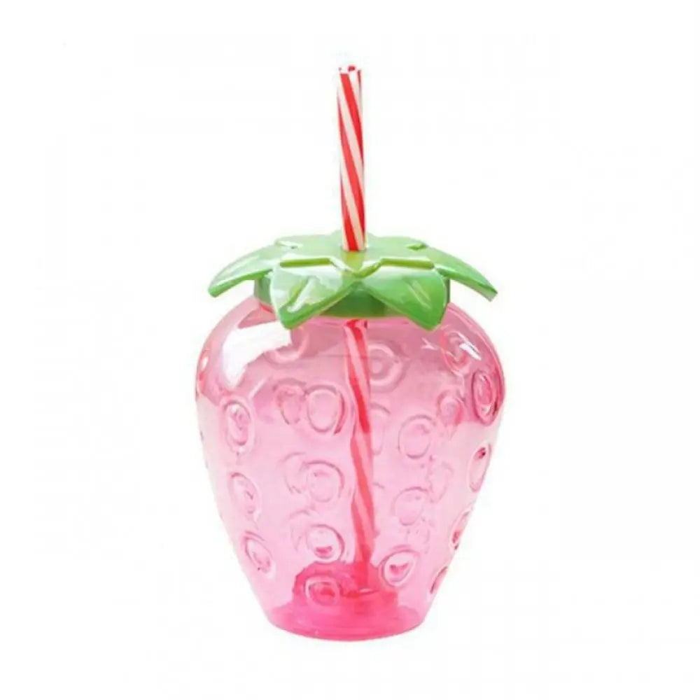 Lovely Cartoon Fruit Straw Cup Strawberry Pineapple Food Grade Plastic Drinkware Tea Milk Juice Multicolor Fruit Cup Summer Peaceful Pleasures Health and Wellness red-strawberry <0.25L