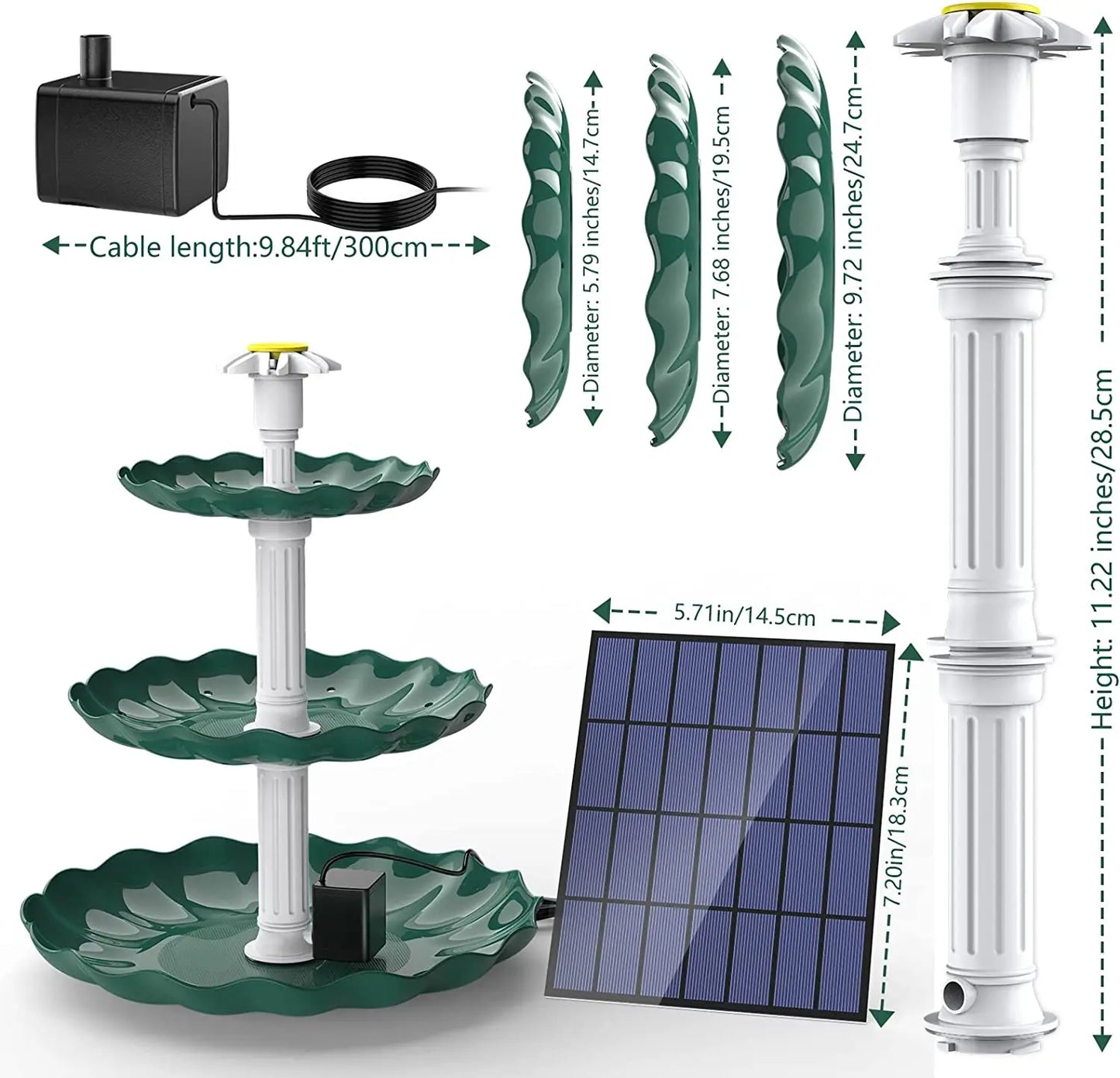 3-Tier Solar Bird Bath Fountain | 2.5W Solar Pump | AISITIN
