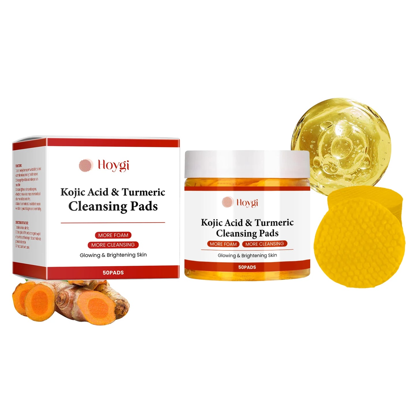 Turmeric Kojic Cleansing Pads for Face Fade Dark Spots Brighten Exfoliating Shrink Pores Oil Control Brighten Cleanser Skin Care Peaceful Pleasures Health and Wellness B