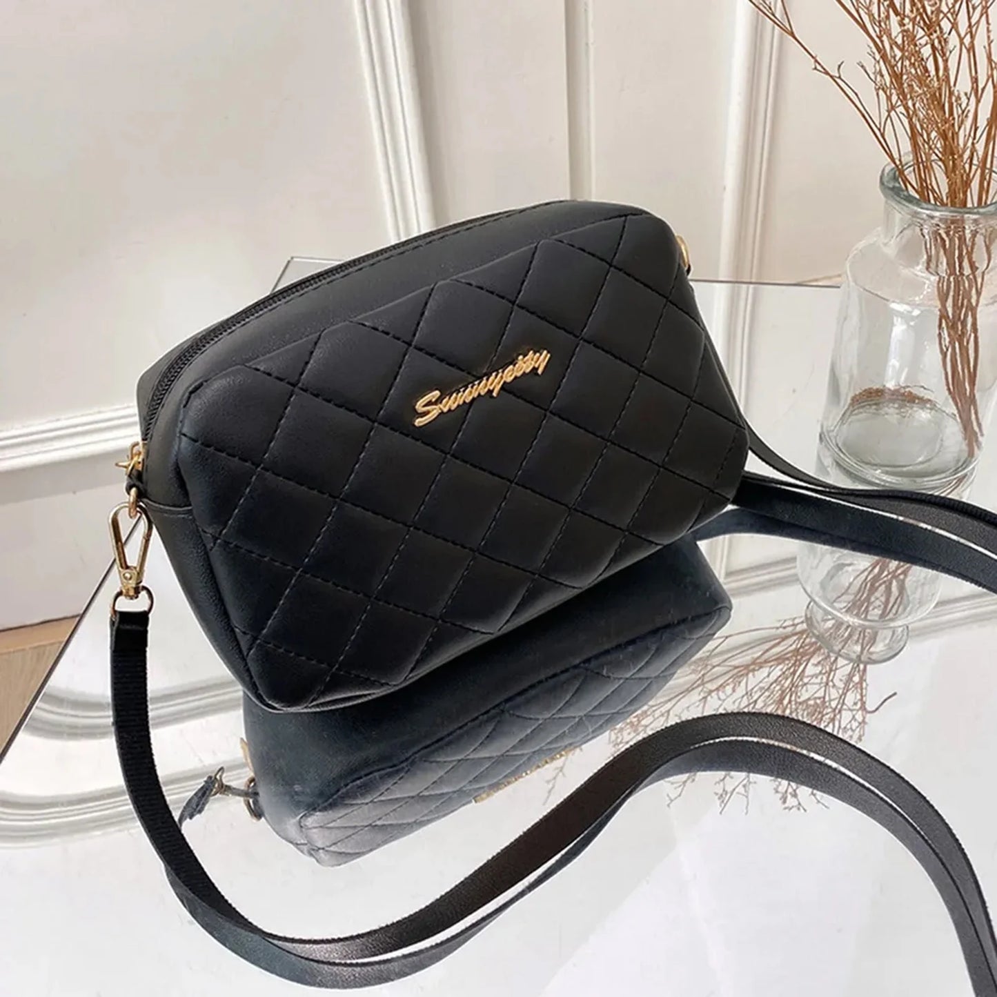 Square Shoulder Bag for Women Vintage Solid Color Square Crossbody Bags Suitable for Women Girls Gift Peaceful Pleasures Health and Wellness