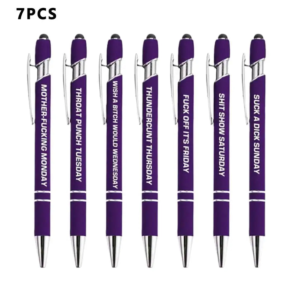 Fun Stress-Relieving Daily Quotes Metal Plastic Ballpoint Pen Set Smooth Writing Office School Supplies Creative Stationery Kit Peaceful Pleasures Health and Wellness E