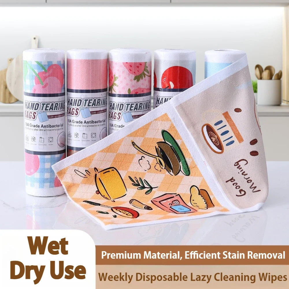 20PCS Disposable Tearable Cleaning Towel RollMultipurpose Lazy CleaningCloths Kitchen DishWipes Wet DryUse for Home Cleaning Peaceful Pleasures Health and Wellness