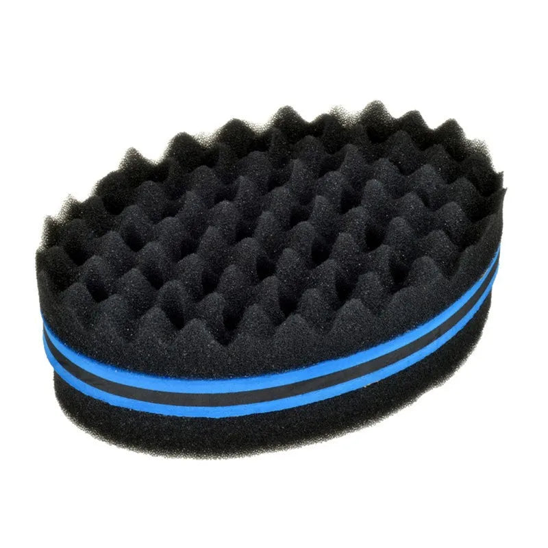 Oval Sponge Hair Brush Double Sided Hair Curler Wave-Shaped Hair Curl Twist Hair Brush Sponge Hair Styling Tools Peaceful Pleasures Health and Wellness Blue
