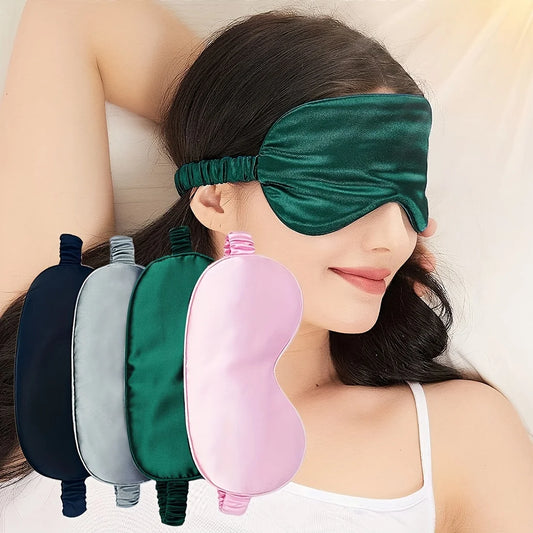 Double-Sided Imitation Silk Sleep Eye Mask, Blackout Eye Mask, Elastic Strap, Travel Nap Eye Mask, Eye Protection Peaceful Pleasures Health and Wellness