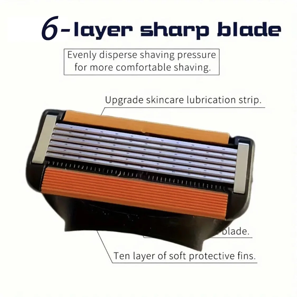 6-Blade Manual Razor Set – Handle & Stainless Steel Refills