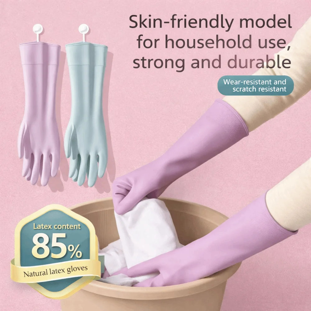Reusable Latex Dishwashing Gloves – Non-Slip Waterproof Rubber