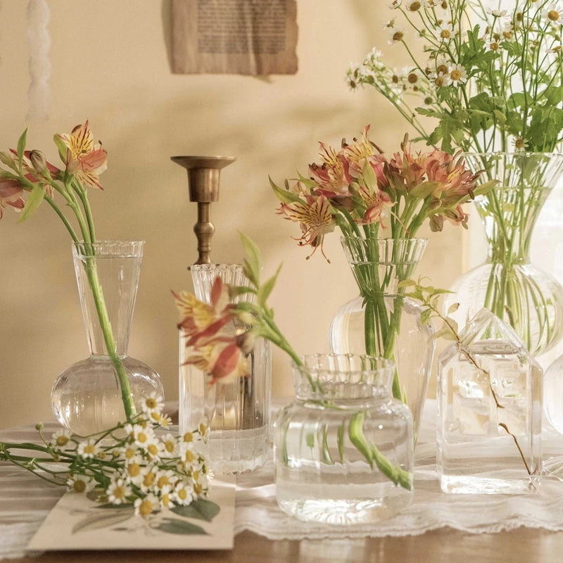 Vintage Transparent Glass Vase | Flower Bottle & Plant Pot