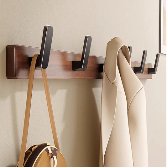 Wood & Aluminum Wall Hook Rack | Towel, Coat & Kitchen Hanger Wall Hook Rack Peaceful Pleasures Health and Wellness