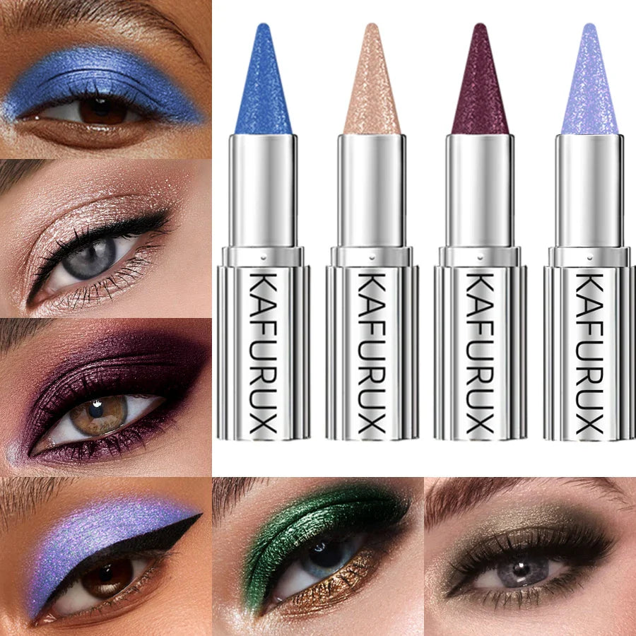 KAFURUX Metallic Glitter Eyeshadow Stick | 12 Colors, Waterproof