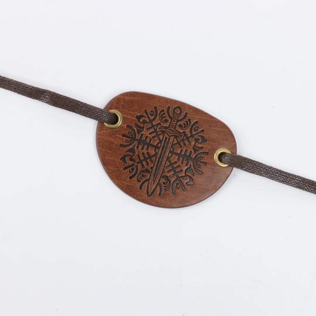 Vintage Faux Leather Belt Pirate Eye Patch Medieval Embossed Mask