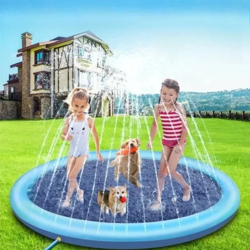 Large Inflatable Dog Pool Splash Pad 100–200cm | Pet Cooling Mat