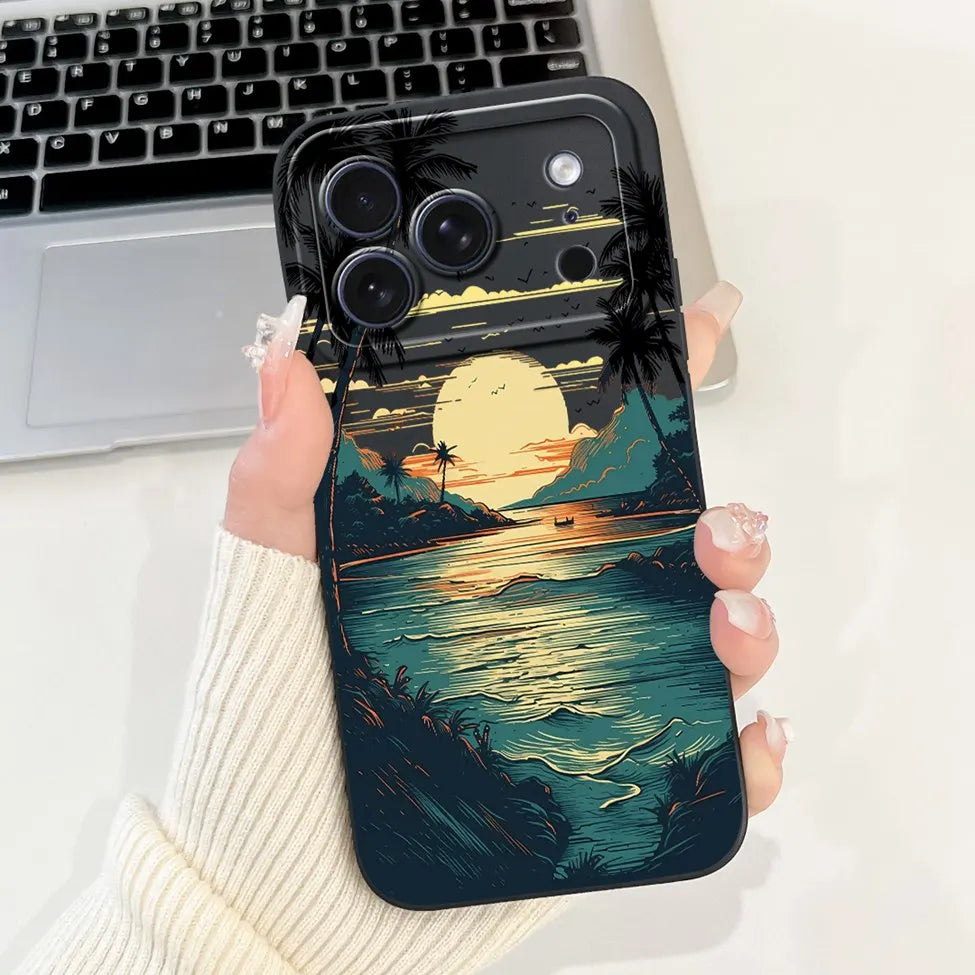 iPhone 17 Pro Silicone Case | Cute Kawaii Floral Painted Cover