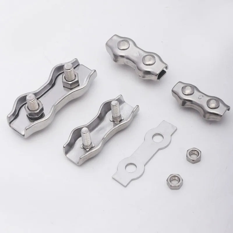 M2–M6 Stainless Steel Double Post Wire Rope Cable Clamp Clip