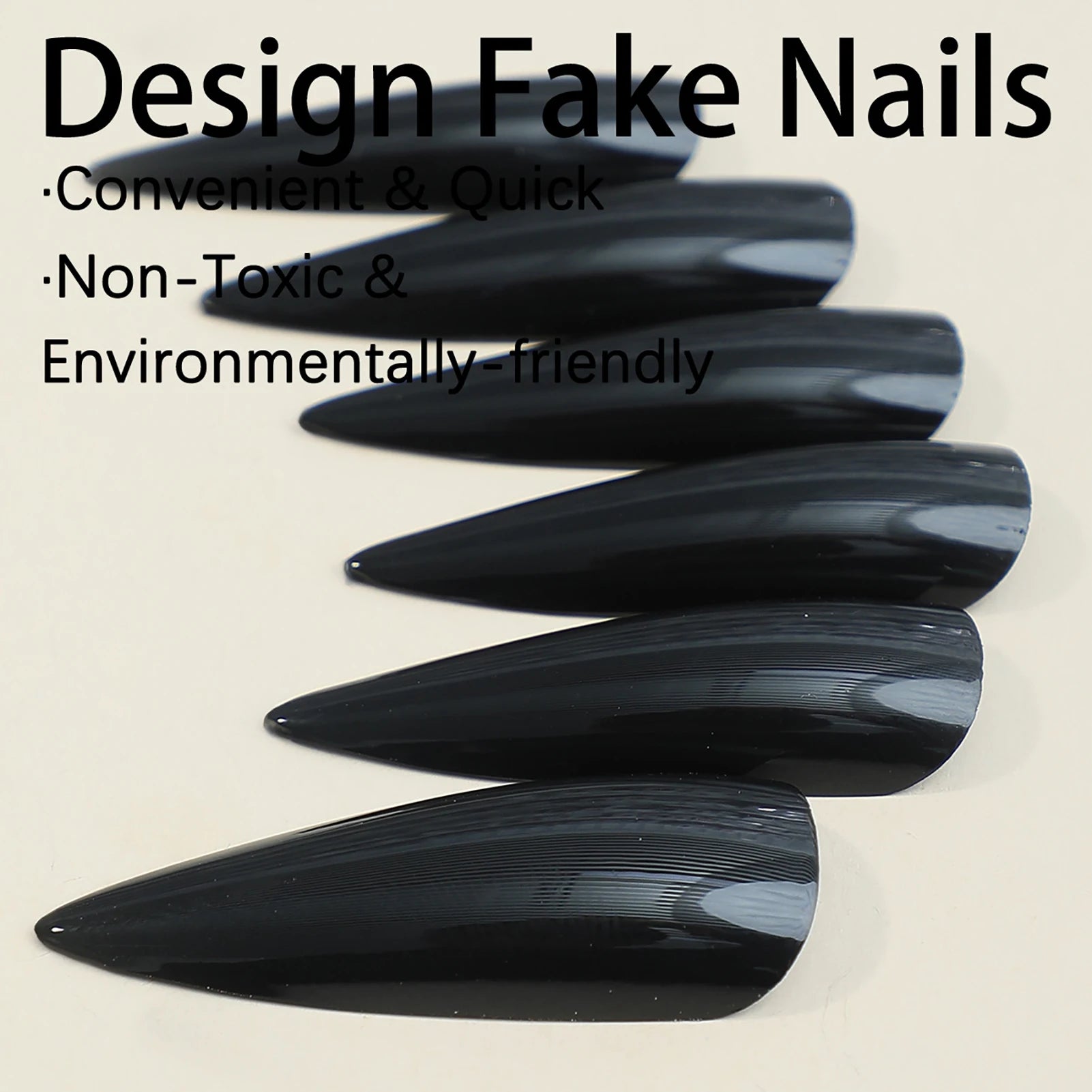 Cool Punk Style Pointed Tips Fake Nails Classic Solid Color Gothic Halloween Long Artificial Nails For Women Girl Party Activity Peaceful Pleasures Health and Wellness