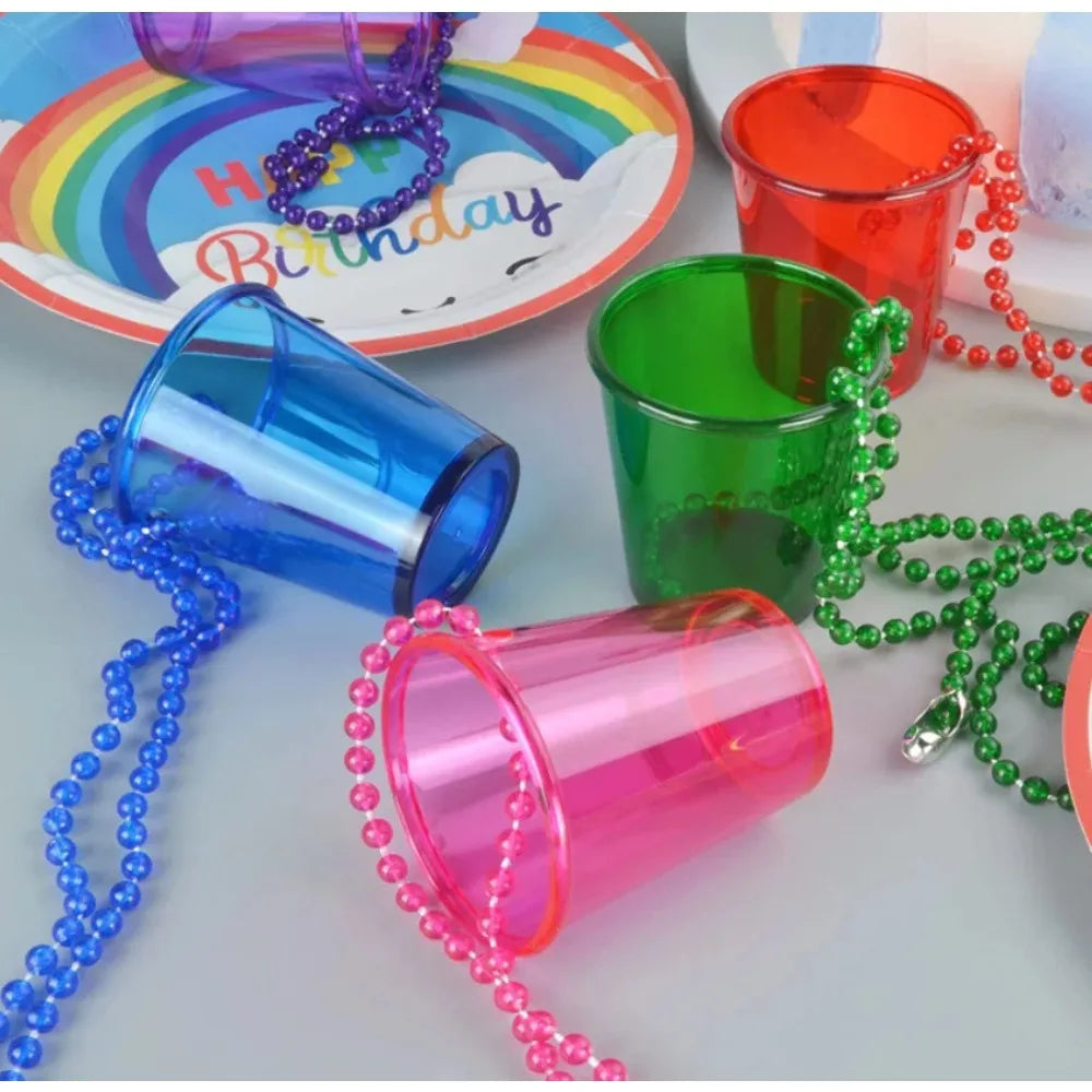 12pcs Shot Glasses on Beaded Necklace Plastic Shot Cup Necklace Wedding Bachelorette Party Birthday Party Decoration Supplies Peaceful Pleasures Health and Wellness
