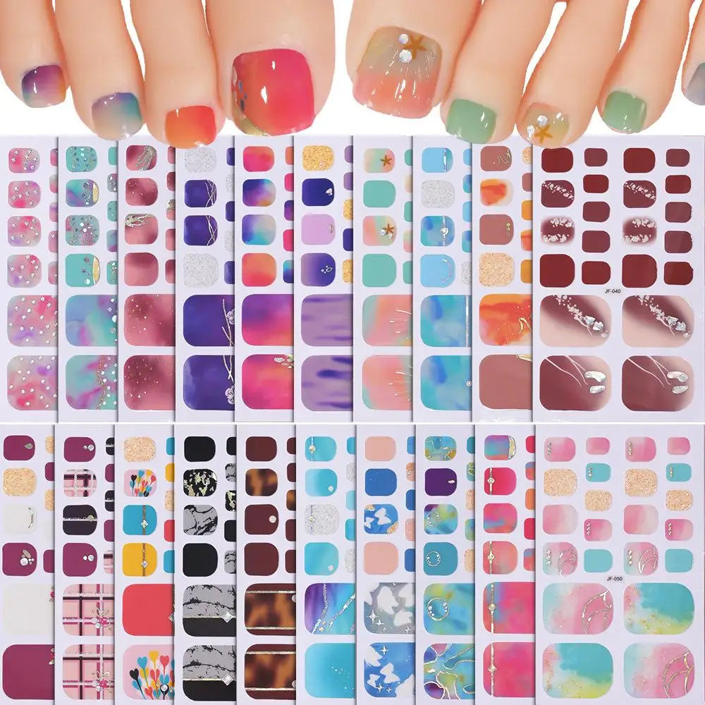 22tips/Sheet Glitter Toenail Stickers Glittering Full Wraps for Summer Pool and Beach for Nail Art and Decorative Nail Decals Peaceful Pleasures Health and Wellness