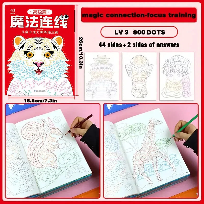 46-Page Advanced Magic Connect-the-dots Maze Game Book Focus Training