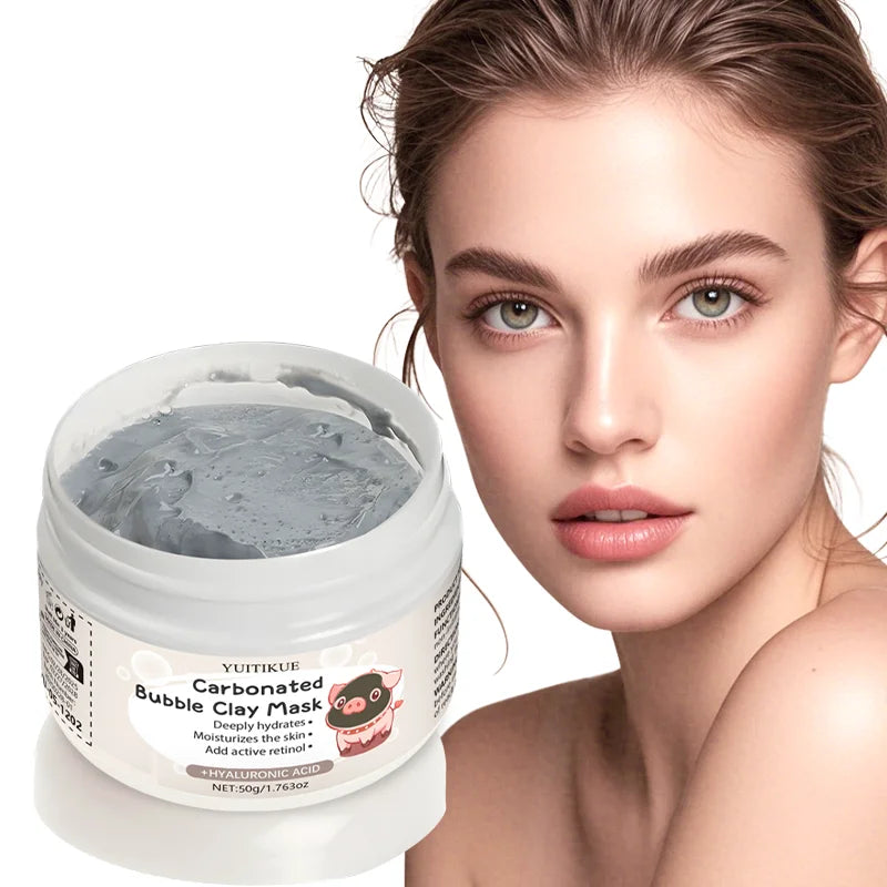 YUITIKUE Carbonated Bubble Clay Mask 50g w/ Hyaluronic Acid - Moisturizing, Pore Cleaning & Skin Firming, Easy to Apply Peaceful Pleasures Health and Wellness