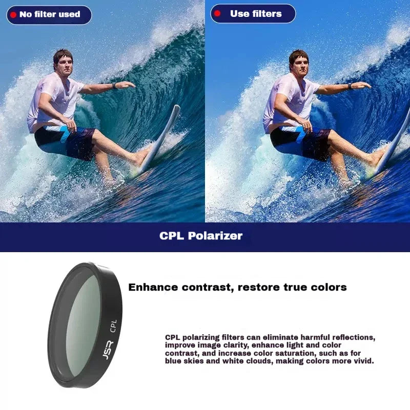 JSR Filters for DJI Osmo Action 5 Pro/4/3 – UV CPL ND Set