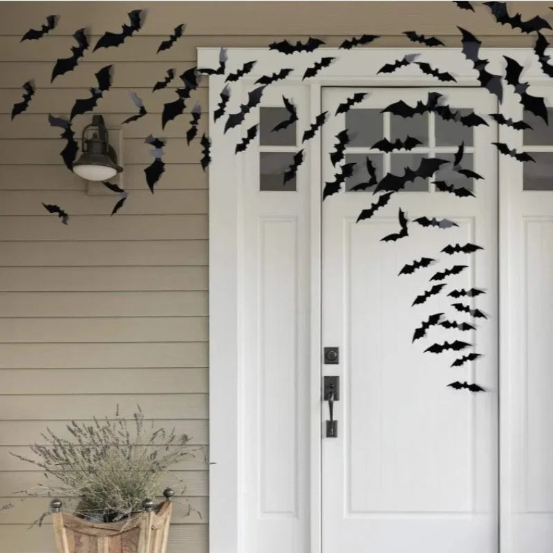 3D Halloween Bat Wall Stickers – Removable Decals 12–72 PCS