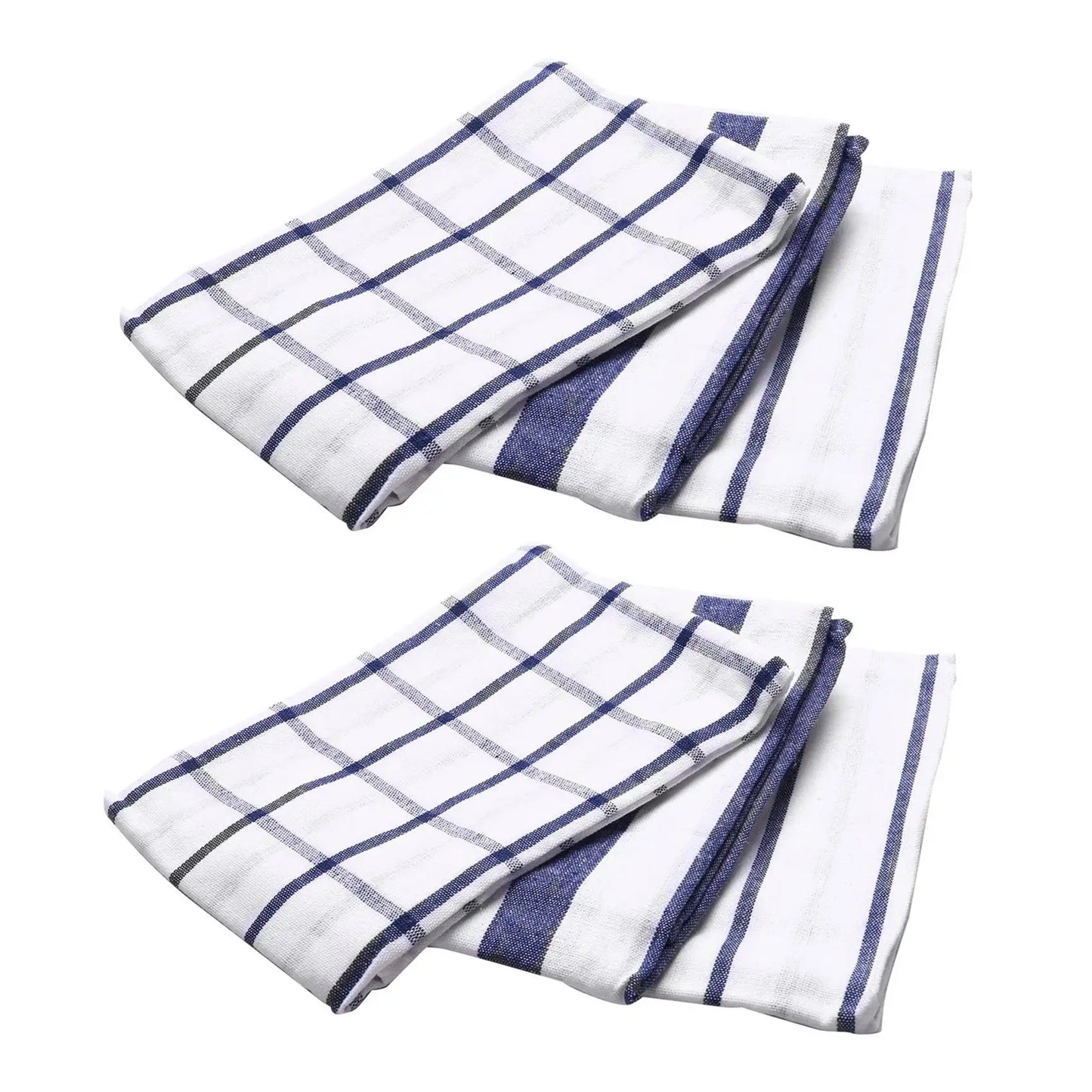 6-Piece Blue White Plaid Cotton Tea Towels | Kitchen Dish Towels Cotton Kitchen Towels Peaceful Pleasures Health and Wellness White blue