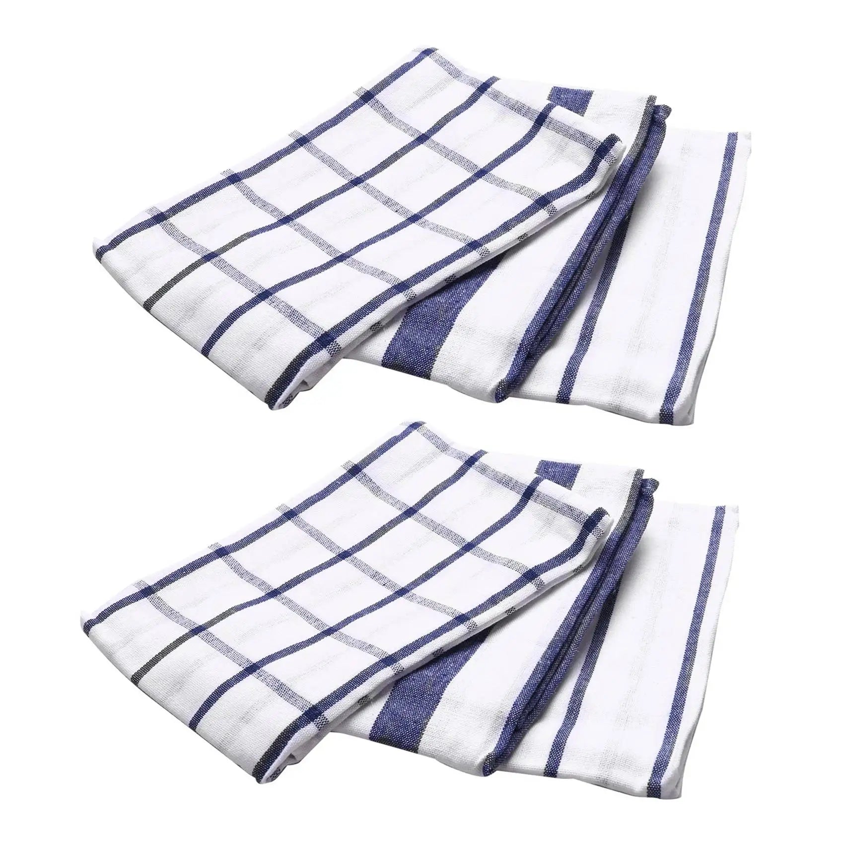 6-Piece Blue White Plaid Cotton Tea Towels | Kitchen Dish Towels Cotton Kitchen Towels Peaceful Pleasures Health and Wellness White blue