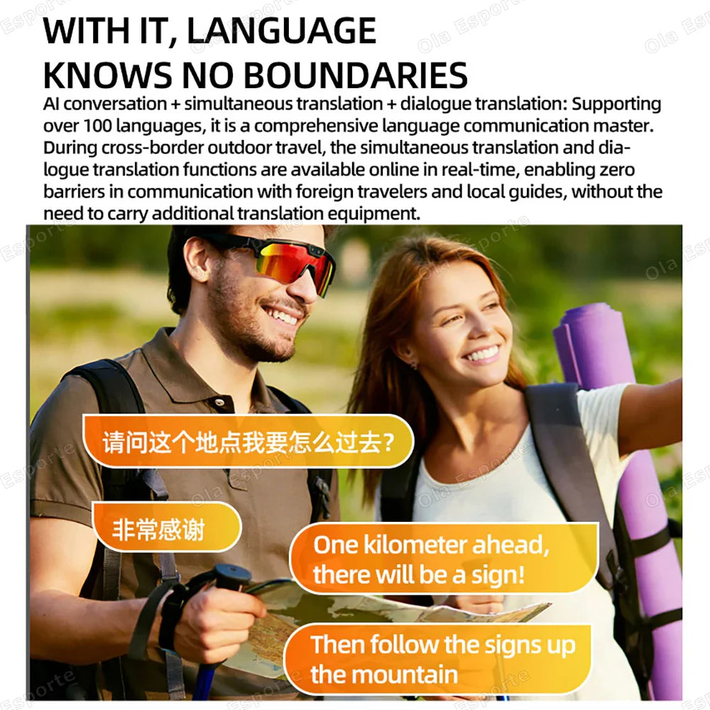 AI Smart Sport Glasses 8MP Camera Bluetooth Translation Call