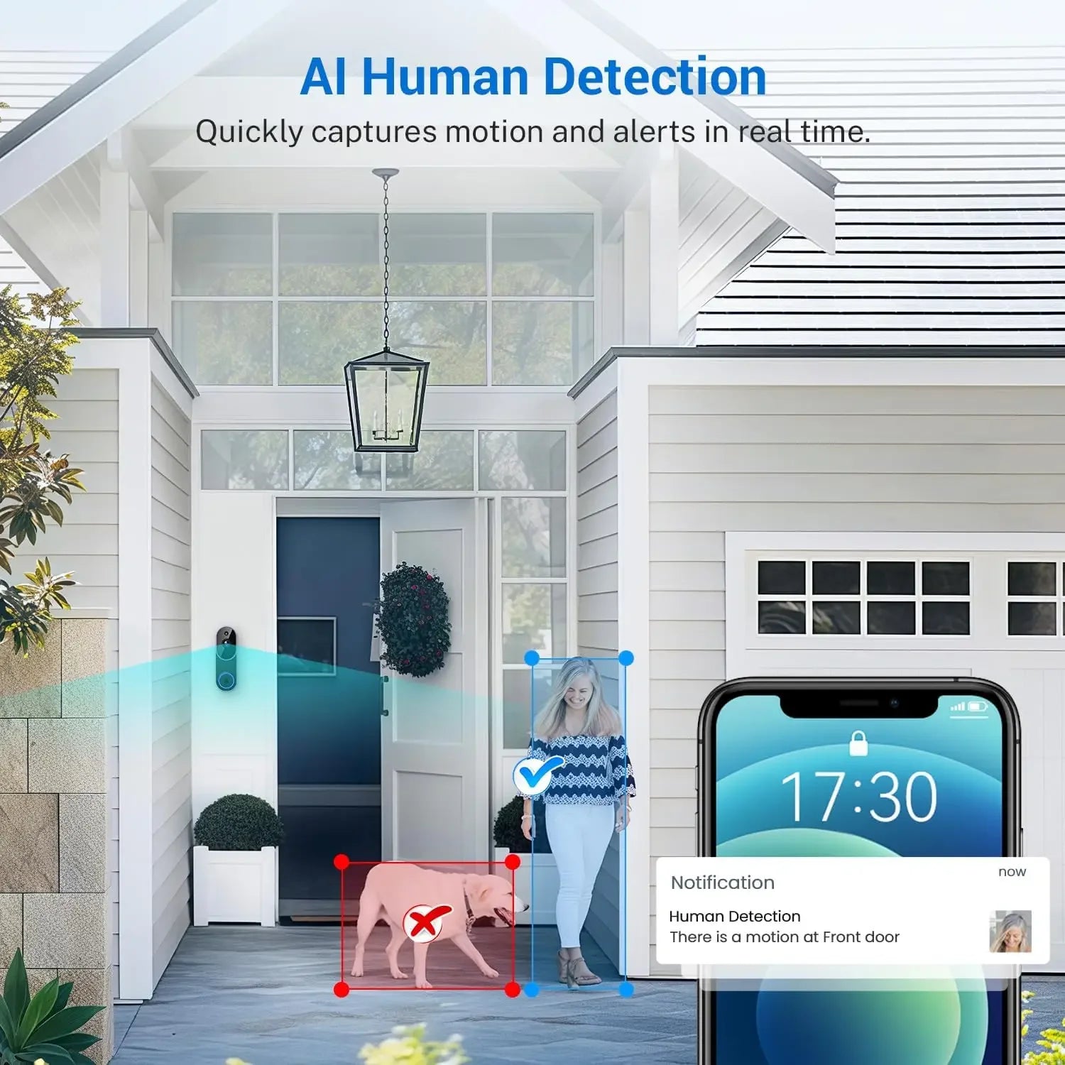 Smart Wireless Video Doorbell Camera with AI Detection, Night Vision, Cloud Storage, Battery Powered for Indoor Outdoor Use Peaceful Pleasures Health and Wellness