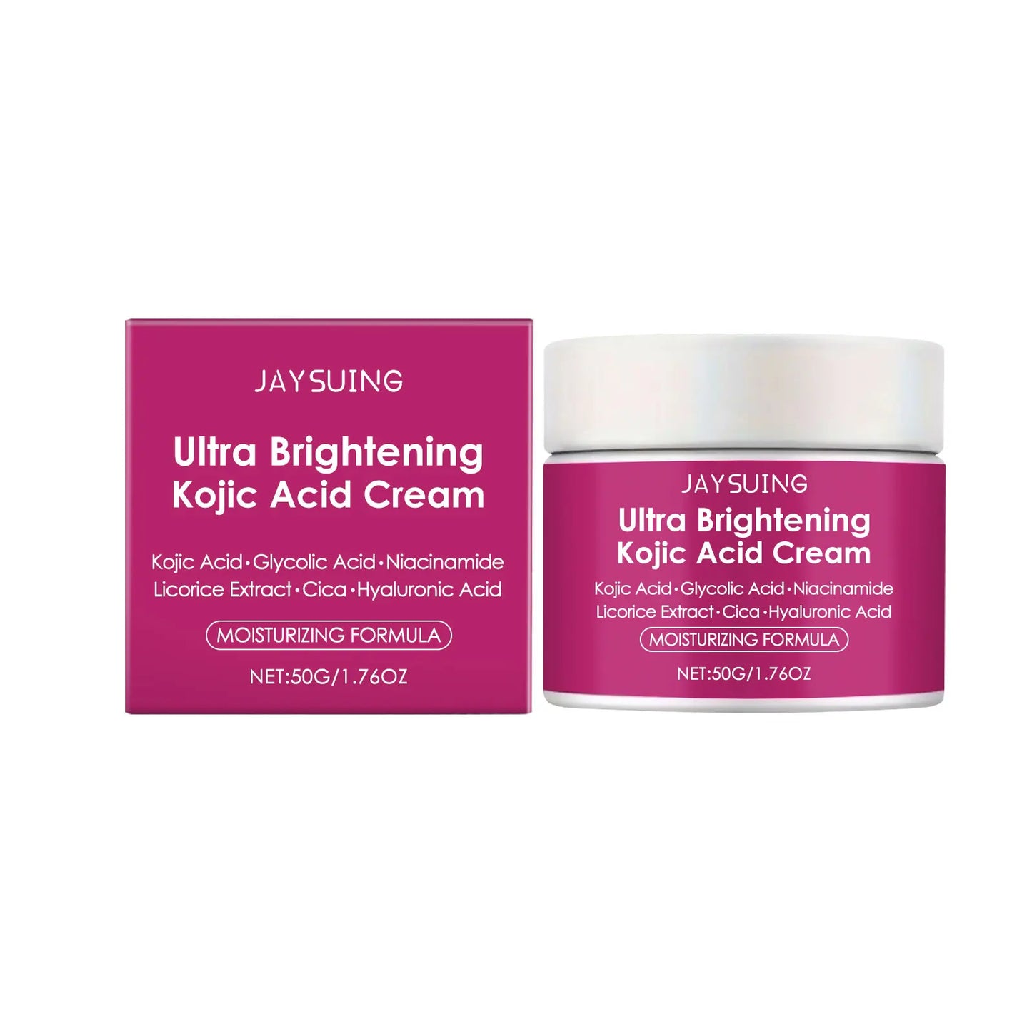 Kojic Acid Facial Cream Lighten Skin Tone Moisturizing Hydrating Smoothing Firm Face Reduce Dryness Discomfort Niacinamide Cream Peaceful Pleasures Health and Wellness 50g