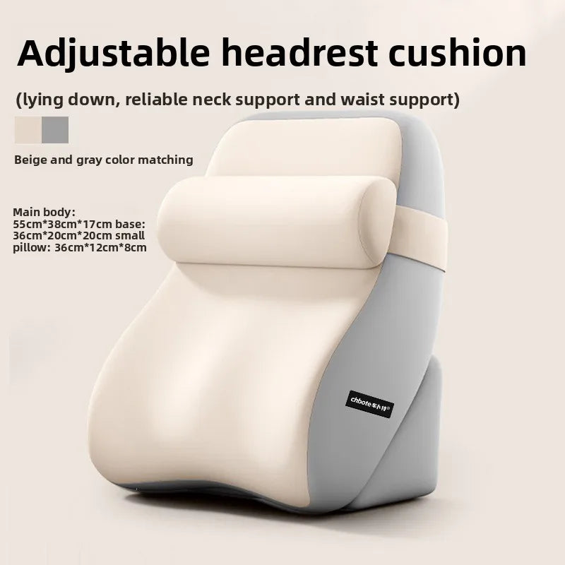 Reading Pillow for Sitting in Bed Ergonomic Wedge Back Pillow XL Side Pockets Removable Cover Working Nursing Lightweight Peaceful Pleasures Health and Wellness Beige
