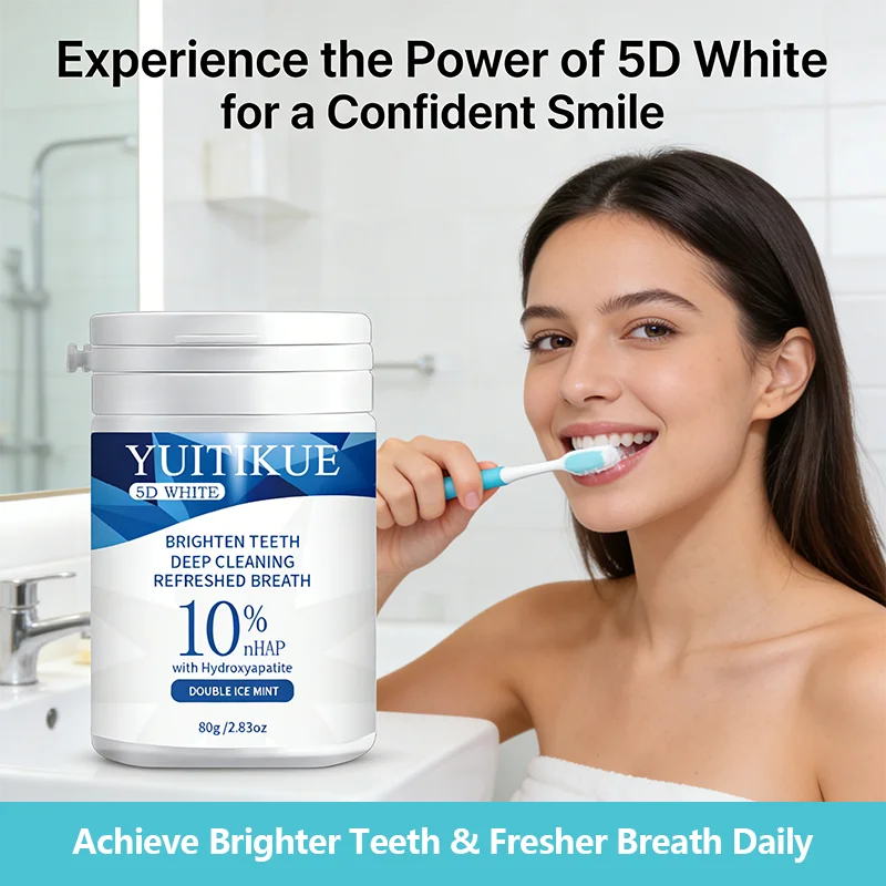 Yuitikue 5D White Teeth Powder, 10% Hydroxyapatite Tooth Brightening Powder for Deep Cleaning & Fresh Breath, 80g Peaceful Pleasures Health and Wellness