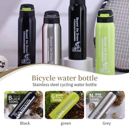 Stainless Steel Thermos Bottle Ideal for Outdoor Activities, Cycling Sports Keep Hot or Cold Easy to Carry Durable Water Bottle Peaceful Pleasures Health and Wellness