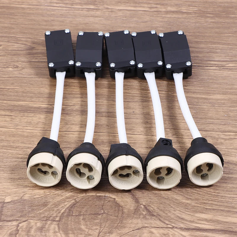 5Pcs/Pack GU10 Lamp Holder With Terminal Box Socket 2A 250V Ceramic Lamp Base Connector For LED Light Halogen Bulbs Downlights Peaceful Pleasures Health and Wellness