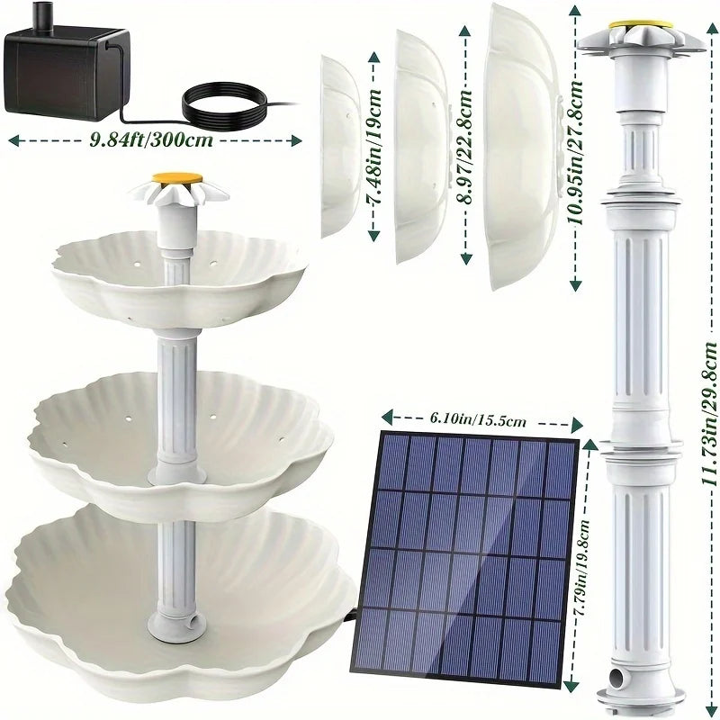 3.5W Solar Bird Bath Fountain – 3-Layer Flowing Water Feature