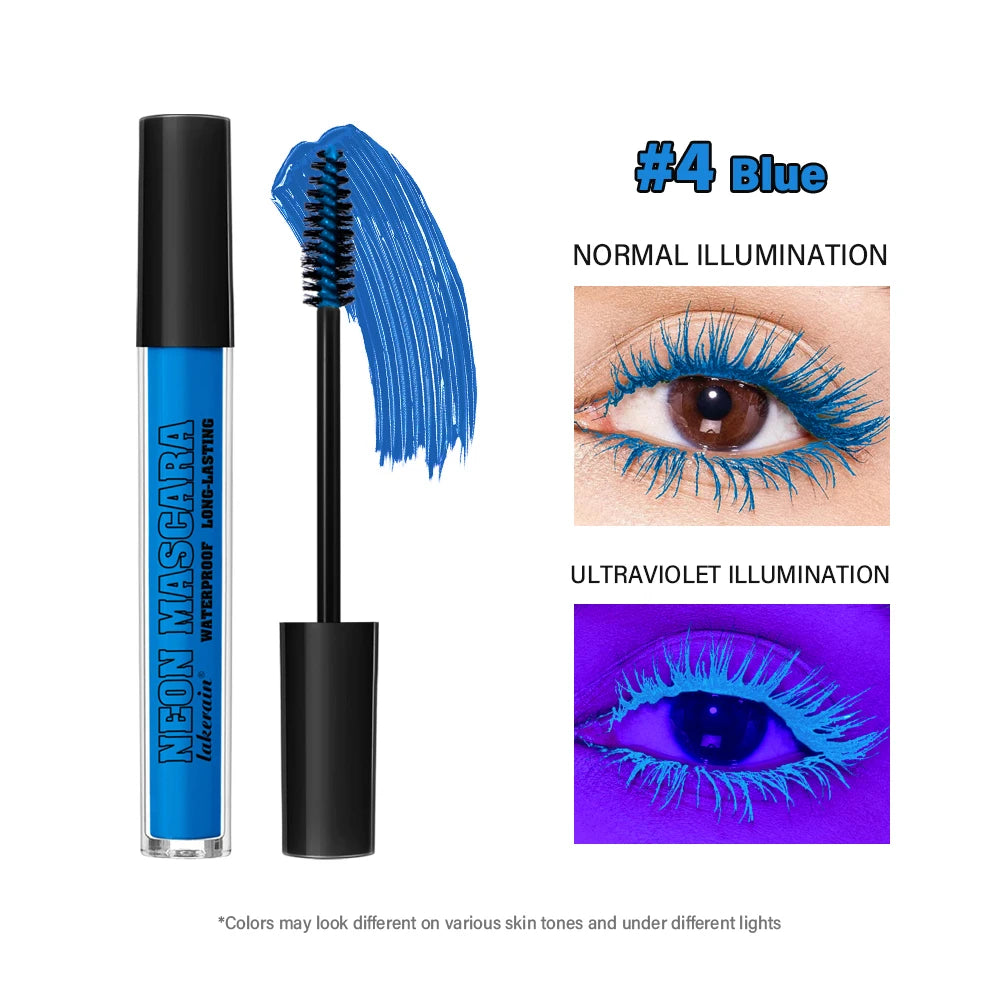 Color Mascara Thick Curl Waterproof Natural Eyelash Long Lasting Blue White Green Pink Luminousk Eye Makeup Korean Cosmetics Peaceful Pleasures Health and Wellness 4Blue
