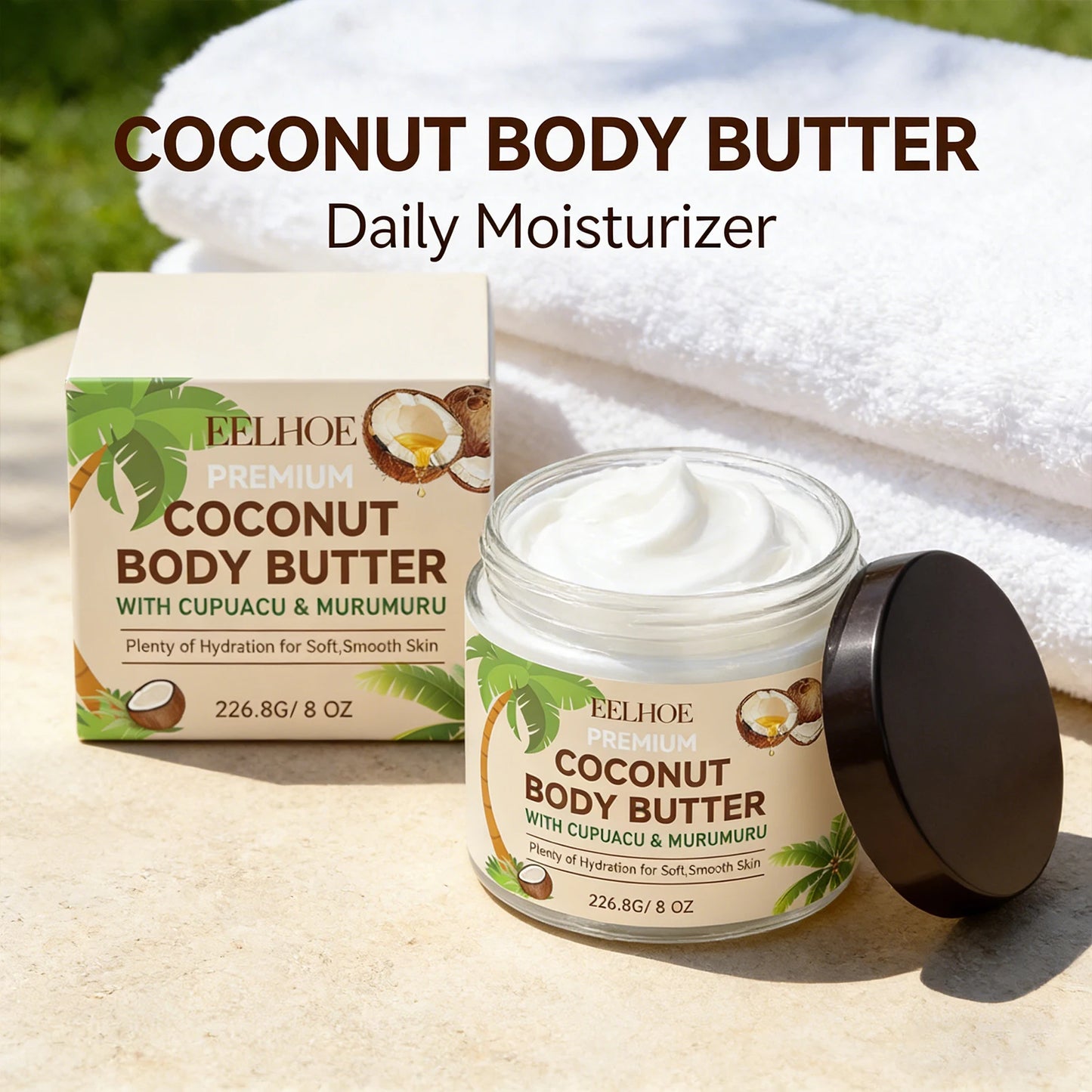 Coconut Moisturizing Body Lotion Soothing Skin Improving Skin Elasticity Reducing Dryness Long-Lasting Hydration Body Care Cream Peaceful Pleasures Health and Wellness