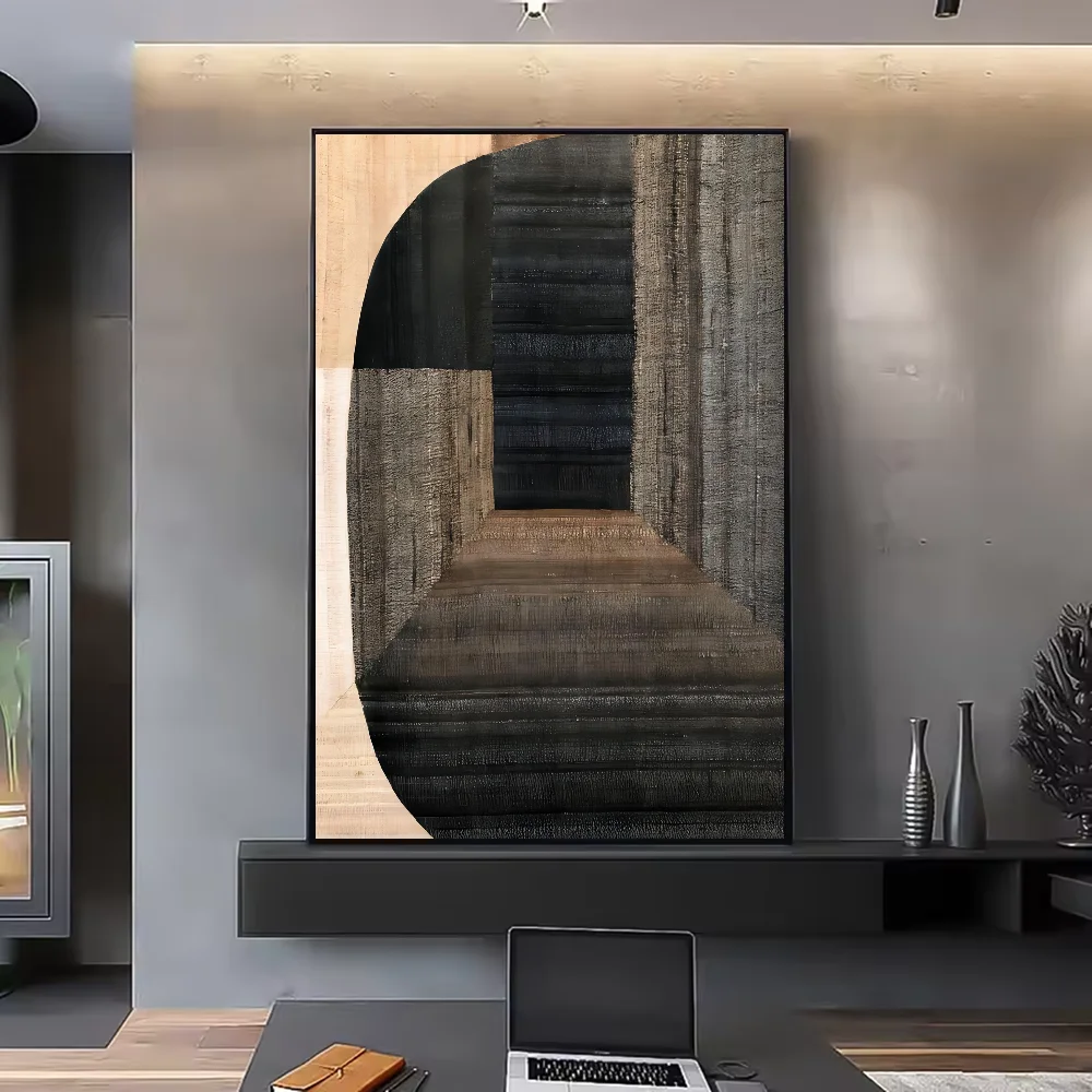Abstract Retro Black Geometry Poster | HD Waterproof Wall Art Wall Art Poster Peaceful Pleasures Health and Wellness z4 30X40cmNoframe