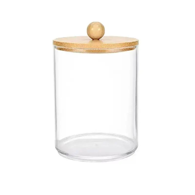 Round Acrylic Cotton Swab Box With Lid Dustproof Makeup Cotton Storage Toothpick Organizer Box Peaceful Pleasures Health and Wellness A9