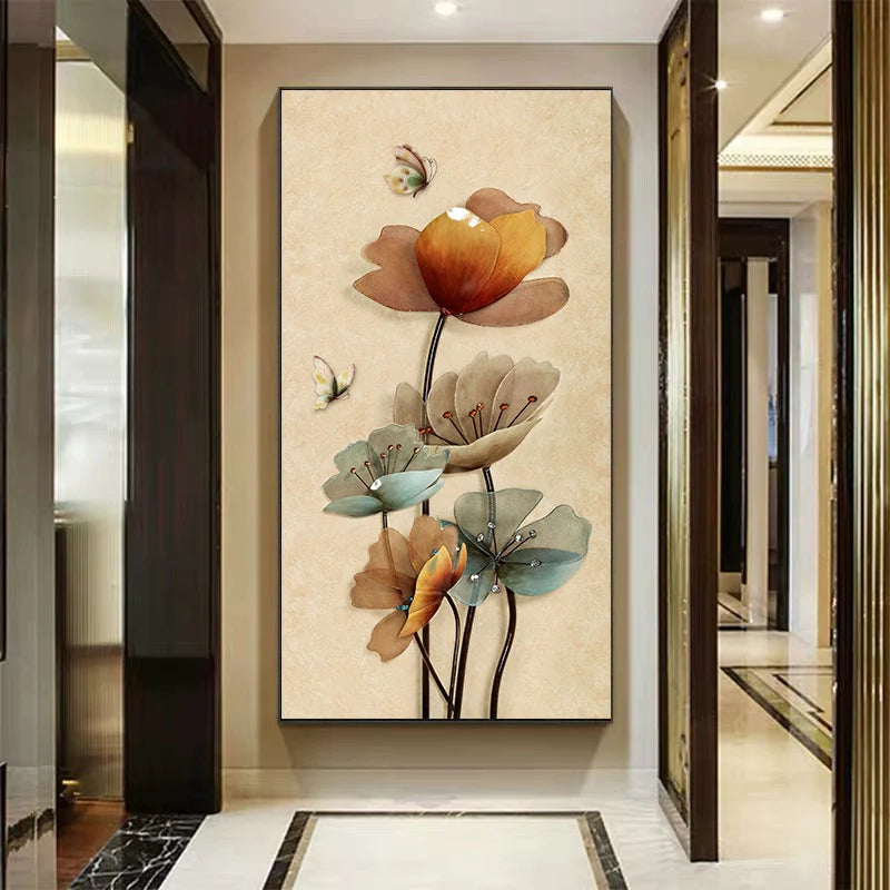 Retro Butterfly Flower Canvas Paintings Wall Art Pictures Chinese Style Vintage Poster And Prints for Living Room Aisle Decor Peaceful Pleasures Health and Wellness