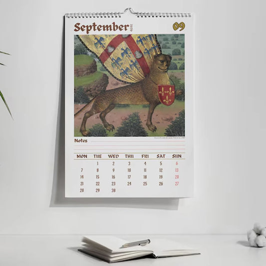 2026 Wall Calendar with Medieval Animal Theme Ugly Style Humorous Illustration Design for Office Home Decor and Gift Use Peaceful Pleasures Health and Wellness