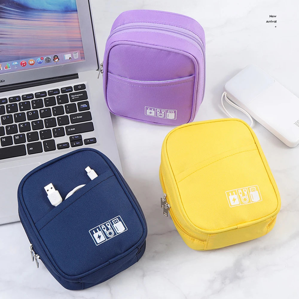 Waterproof Portable Cable Organizer Bag - Travel Digital Accessories Pouch for USB Power Bank Earphones Storage Case with Zipper Peaceful Pleasures Health and Wellness